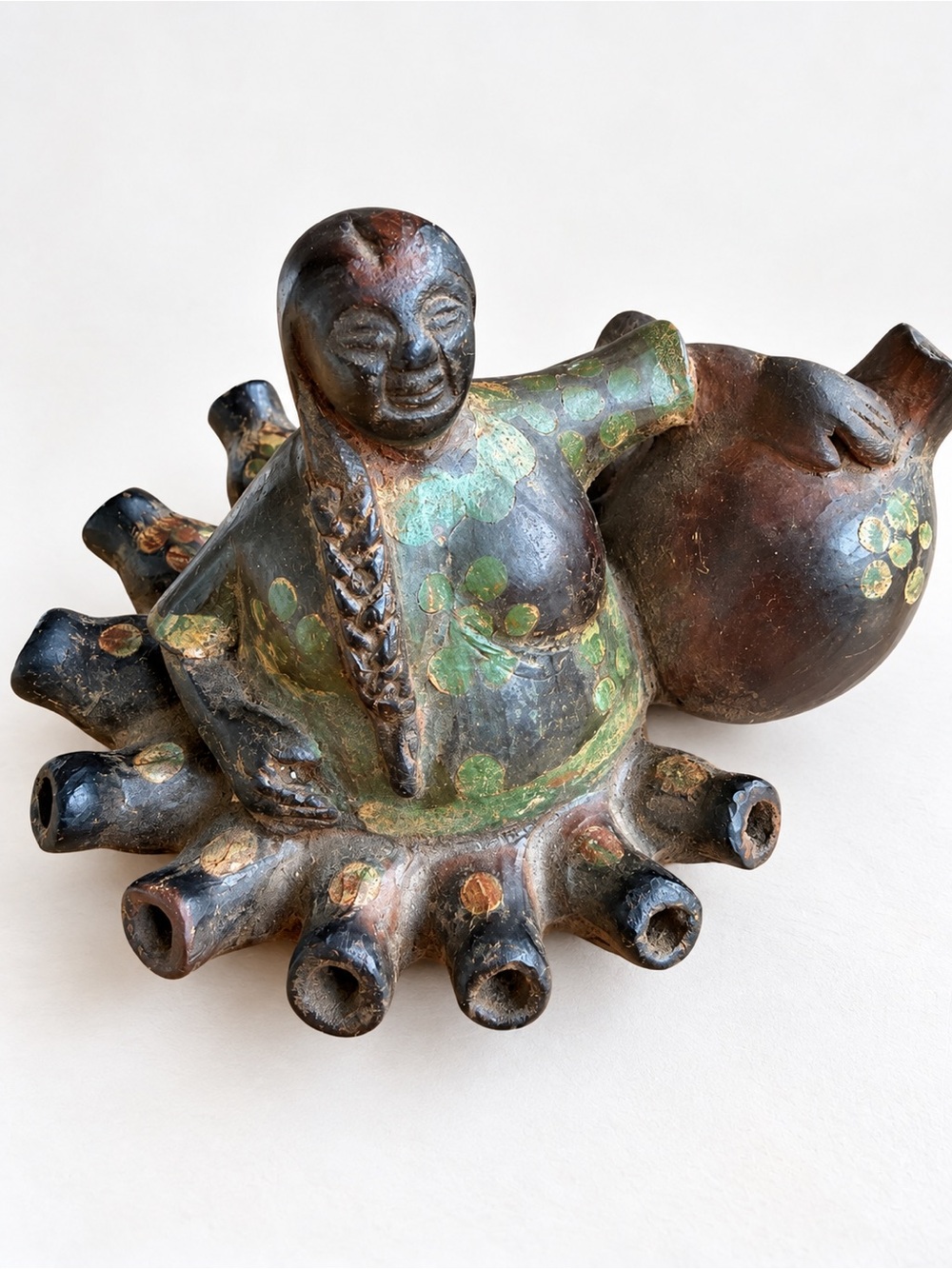 Vintage Chulucanas Peruvian Folk Art Woman with Cántaros – Signed Torres
